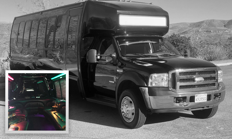 Limousine Fleet in Riverside County - Ford F-550 Party Bus 25 - 30 Passengers